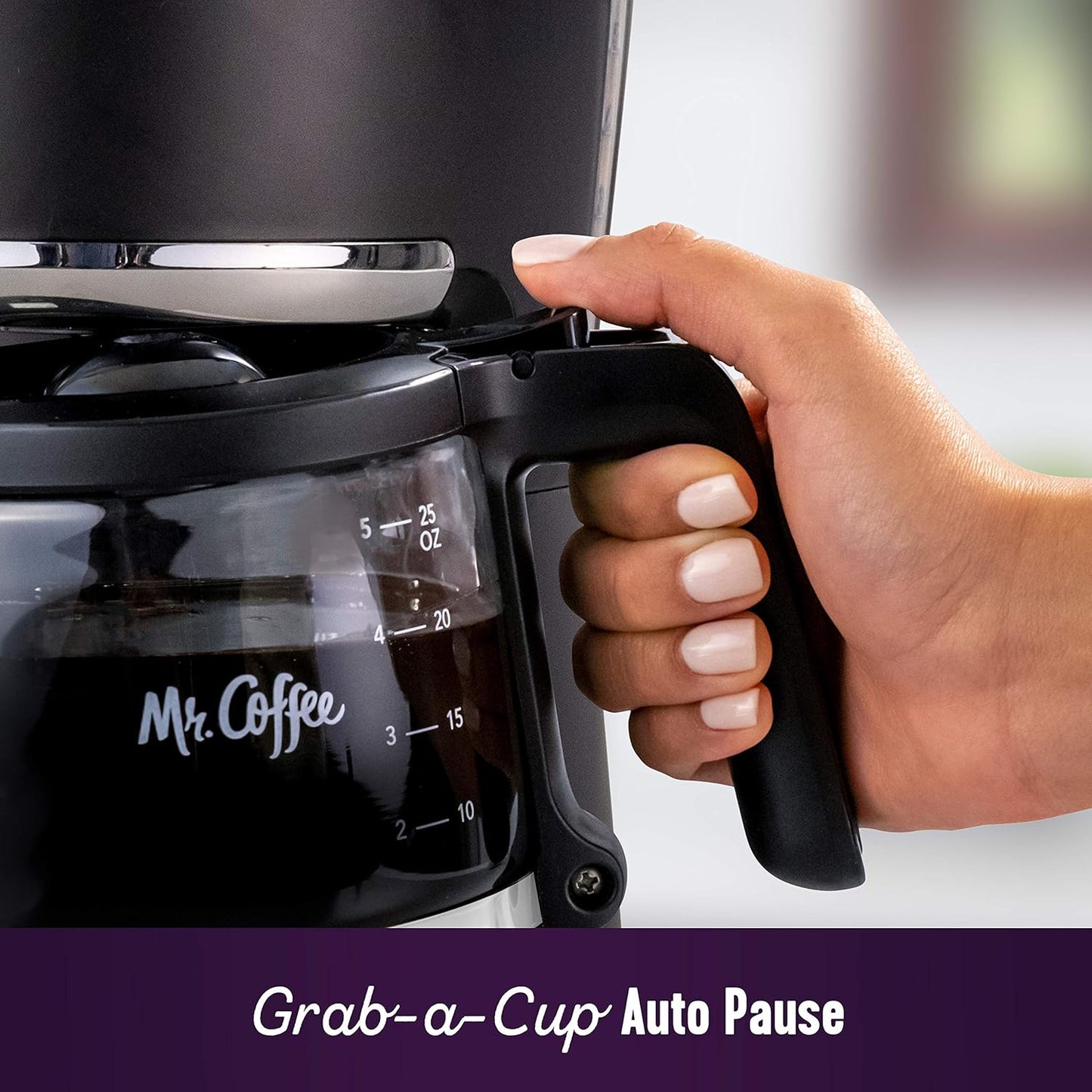 Mr. Coffee 5-Cup Programmable Coffee Maker - Auto Pause Feature, Compact Design, Black
