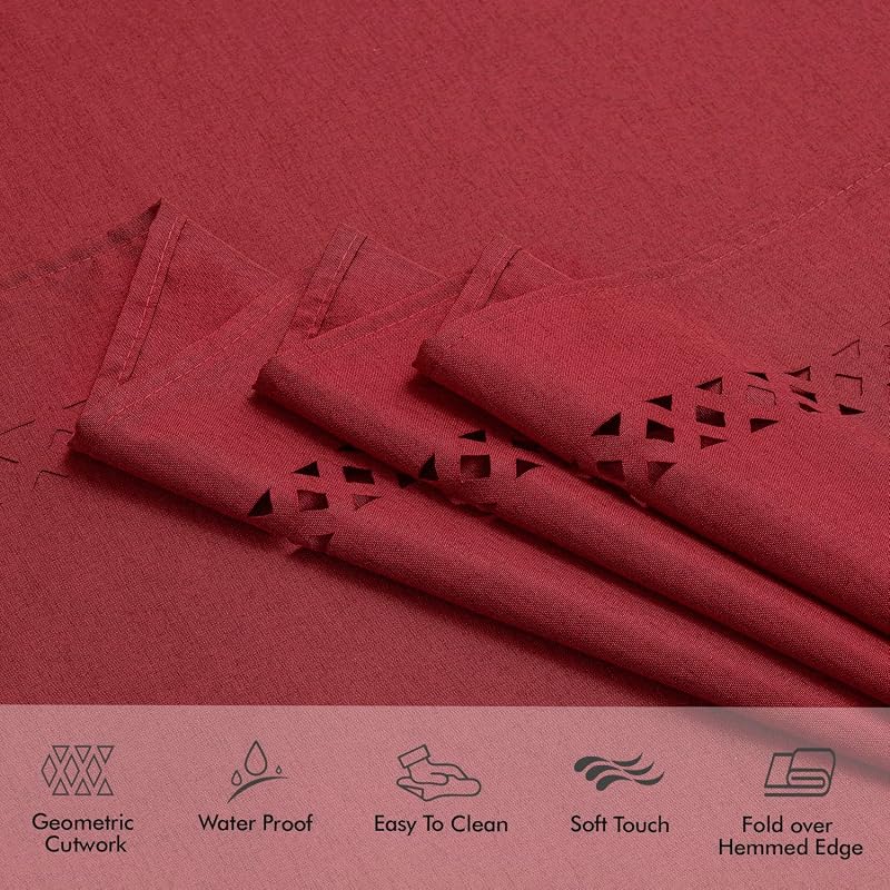 MIULEE Red Rectangle Christmas Tablecloth with Cutouts 52x70 Inch - Variation: Red 70" x 52" Rectangular