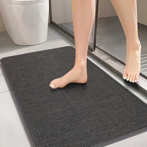 Bathroom Rugs, Bath Mats for Bathroom Non Slip Washable, Quick Dry, Water Absorbing,Fits Under Door,Ultra Thin, Rubber Backing,Low Pile,Cozy Cloth Cotton,Ideal for Shower,Sink-Dark Grey-36''x24''