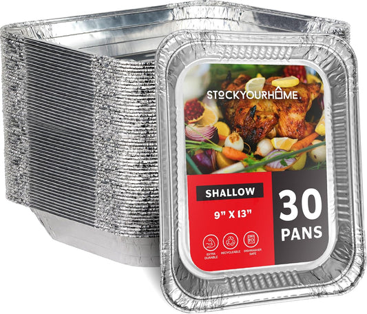Regine Switzerland Disposable Aluminum Pans - Heavy Duty 9x13 Baking Tins | 30 Pack for Cookies & Brownies