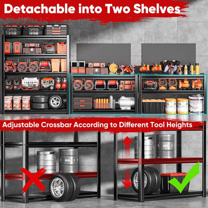 POKIPO Heavy-Duty Garage Shelving Unit - 5-Tier Metal Storage Rack | Adjustable 72"H x 35"W x 15.7"D, 3000LBS Capacity