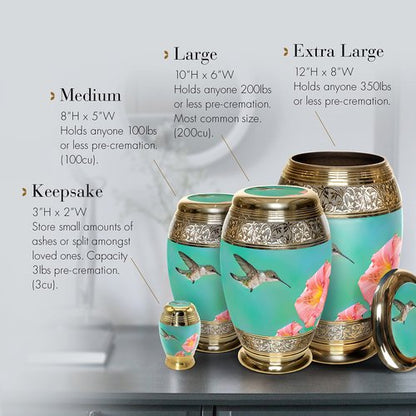 Hummingbird Keepsake Urns for Human Ashes with Velvet Gift Box for Cremation Keepsakes for Ashes