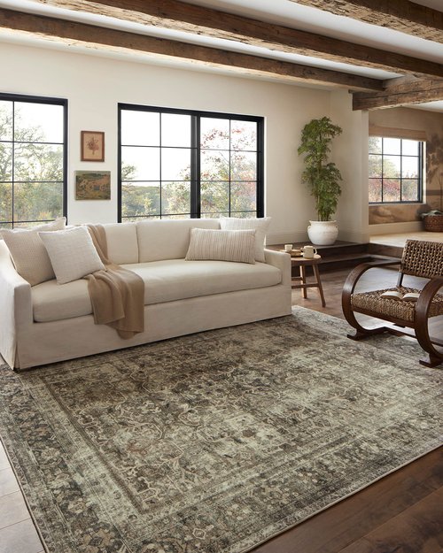 Loloi Magnolia Home by Joanna Gaines Sinclair Collection SIN-01 Pebble/Taupe 2'-3" x 7'-6", .25" Pile Height, Machine Washable, Runner Rug