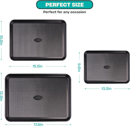 Baker's Secret Baking Sheet Pan Set - 3 Premium Cookie Sheets with Diamond Texture | Extra Thick, PFOA-Free