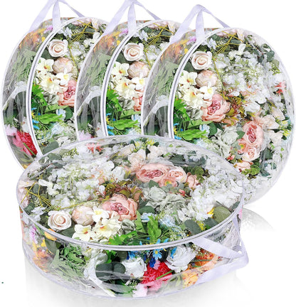 Remagr Wreath Storage Bag - 30 Inch Clear Plastic Container for Holiday & Wedding Wreaths