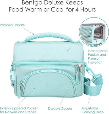 Bentgo Deluxe Lunch Bag - Insulated & Durable Tote with Adjustable Straps - Fits Most Lunch Boxes (Coastal Aqua)