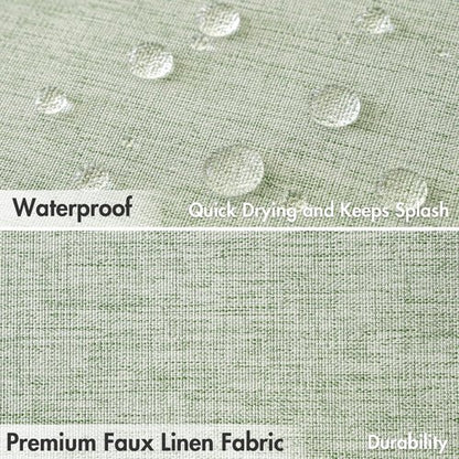 MIULEE Sage Green Scalloped Shower Curtain Linen Textured with 12 Metal Hooks Cute Heavy Duty Washable Waterproof Thick Cloth Spring Curtains with Black Border for Bathroom Hotel Bathtub,W72*L72