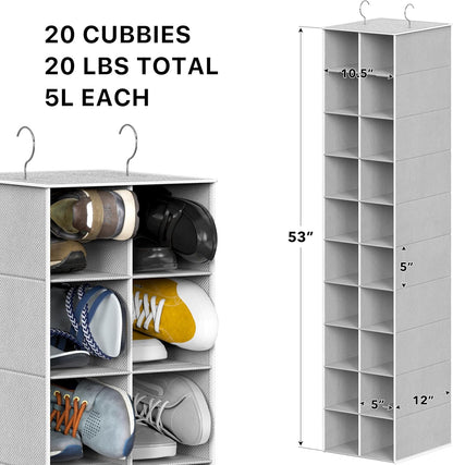 Simple Houseware 20-Section Hanging Shoe Organizer - Gray Closet Storage Solution