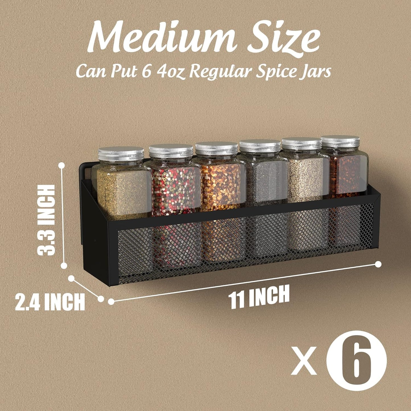 Moforoco Spice Rack - Over Door Pantry Organizer for Cabinet | Black Wall-Mount Storage Shelf