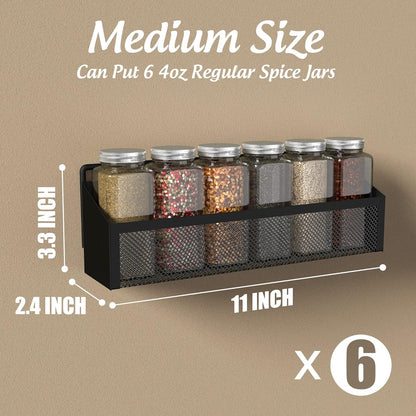 Moforoco Spice Rack - Over Door Pantry Organizer for Cabinet | Black Wall-Mount Storage Shelf