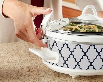 Crock-Pot 2.5 Quart Casserole Slow Cooker - Compact White/Blue Design for Quick Meals