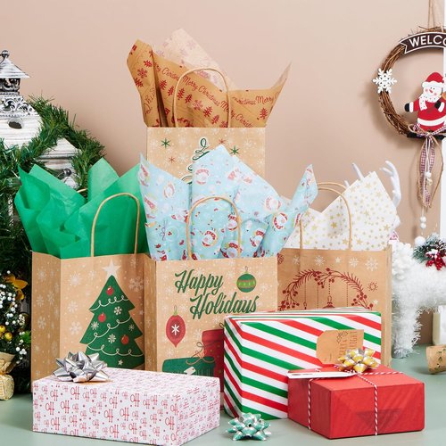 Joiedomi Christmas Tissue Paper - 150 Assorted Sheets for Easy Gift Wrapping | Perfect for Boxes & Wine Bottles