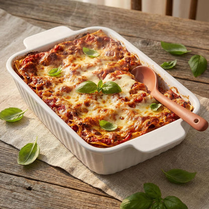 CALLARON 27 Oz Baking Dish - 9x5 Ceramic Casserole Dish with Handle for Lasagna & Cakes | White Bakeware