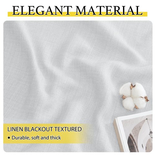 NICETOWN Faux Linen Valances, Short Cafe Curtains Kitchen Tiers, Room Darkening Small Window Curtains Treatment Grommet Top for Bathroom/Basement(2 Panels, 34x24 Inches, Greyish White)