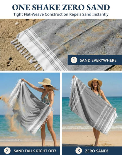LANE LINEN Beach Towel, 2 Pack Beach Towels Oversized, 39"x71", Quick Dry Pool Towels for Adults, Absorbent Sandproof, Lightweight Travel Beach Towel - Ebony
