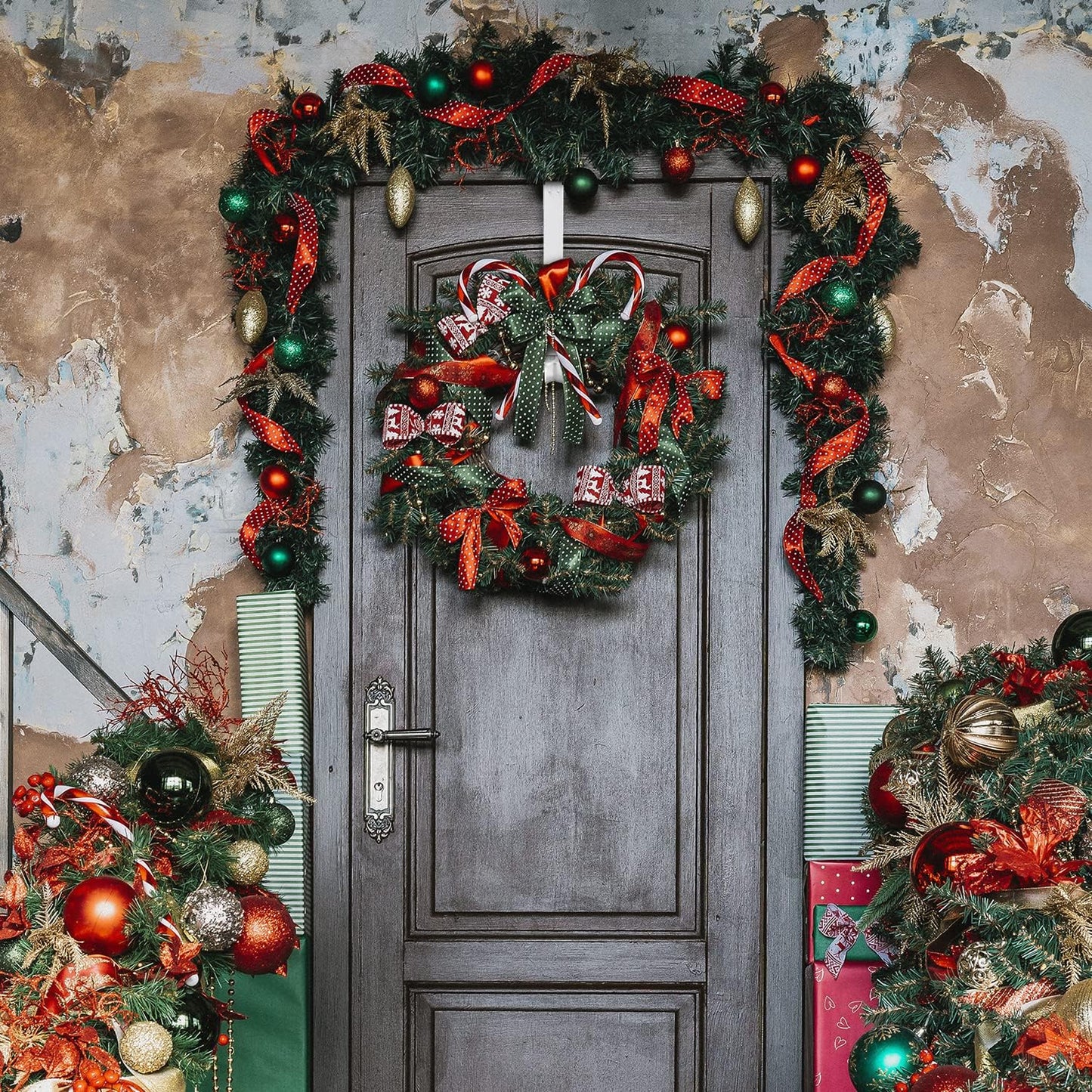 Adjustable Wreath Hanger by [Brand Name] - Over The Door Design, 15 to 25 Inches, Holds Up to 20 lbs | Perfect for Christmas Decor
