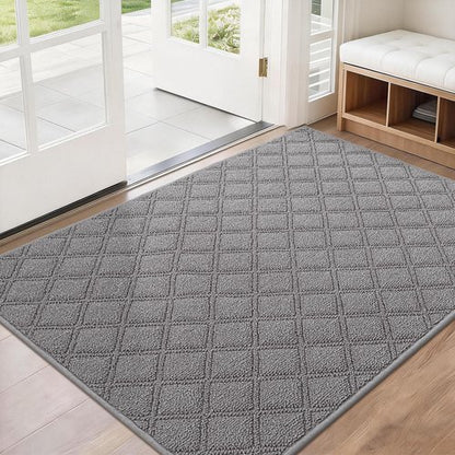 BEQHAUSE Dirt Trapper Door Mat 32" x 48", Non-Slip Washable Doormats Welcome Mat, Dirt Resistant and Absorbent Entrance Mat, Low Profile Floor Mats for Front Back Door, Entryway, Grey