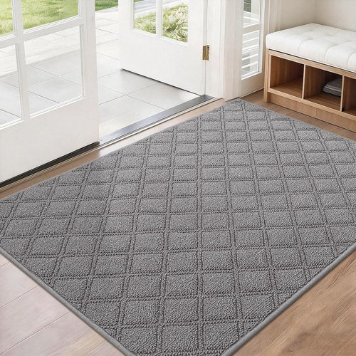 BEQHAUSE Dirt Trapper Door Mat 32" x 48", Non-Slip Washable Doormats Welcome Mat, Dirt Resistant and Absorbent Entrance Mat, Low Profile Floor Mats for Front Back Door, Entryway, Grey