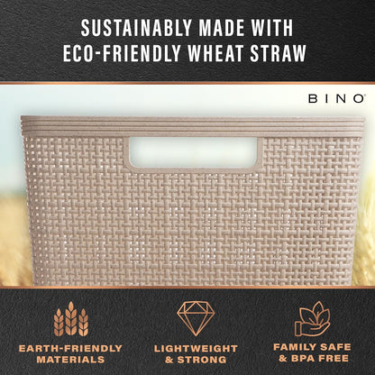 BINO Woven Plastic Basket - Stylish Home Organization | XS Natural Grey, 5-Pack | Jute Collection