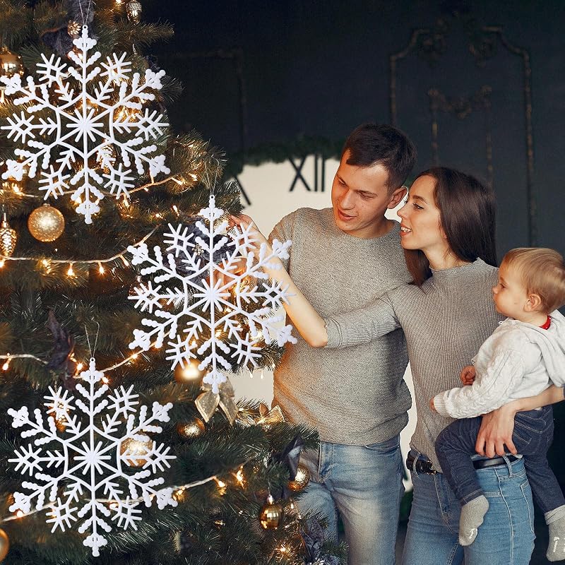 Lineshading 6 Pcs Giant Snowflake Ornaments 22'' - White, Weatherproof Outdoor Decor
