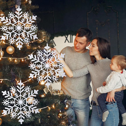 Lineshading 6 Pcs Giant Snowflake Ornaments 22'' - White, Weatherproof Outdoor Decor