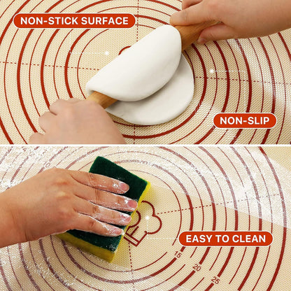 Skiennix Silicone Baking Mat - Extra Thick Non-Stick Dough Rolling Mat | 36" x 24" with Measurements
