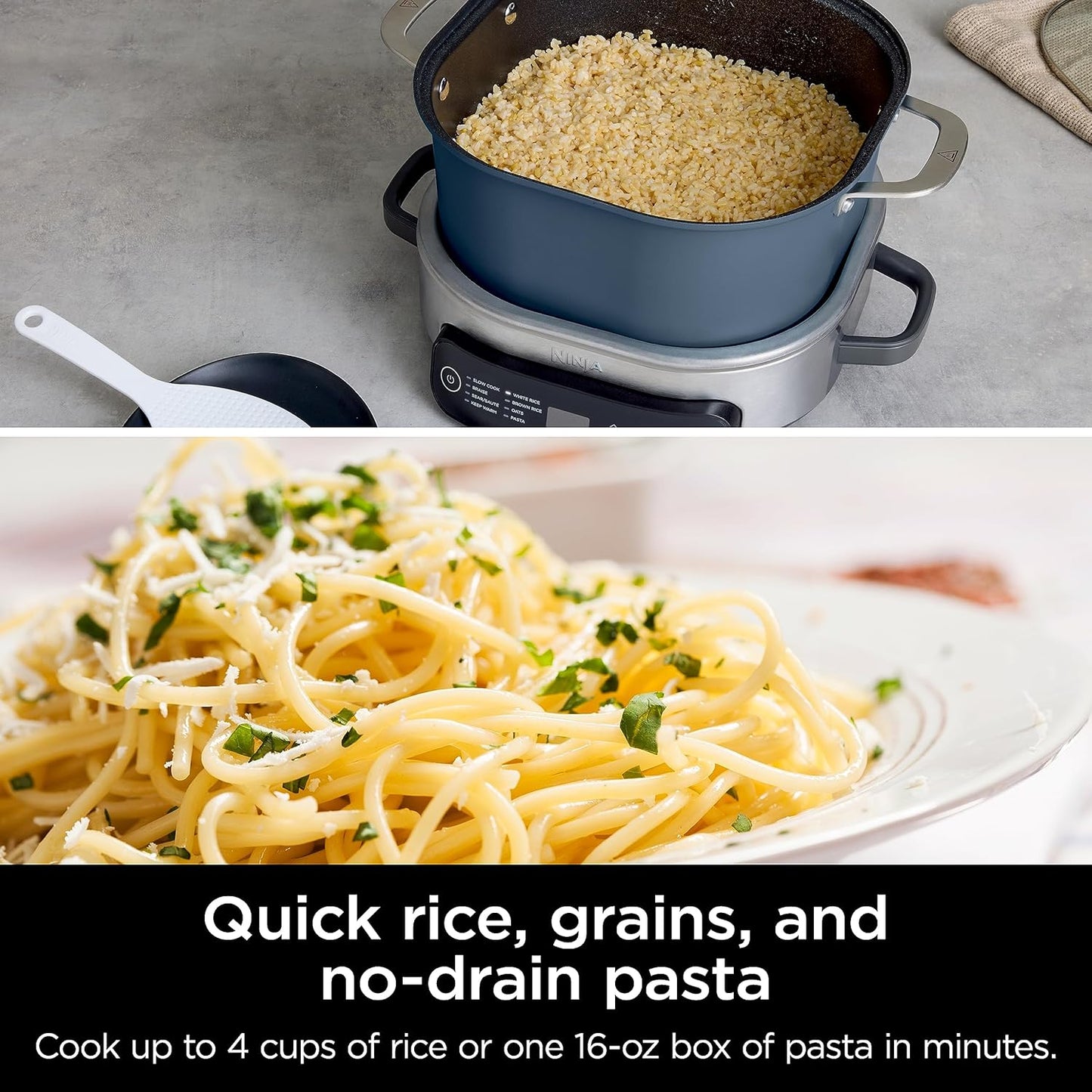 Ninja MC1101 Foodi Cooker Pro - 8-in-1 Versatility, Family-Sized 6.5 Quart, Adjustable Temp Control, Midnight Blue