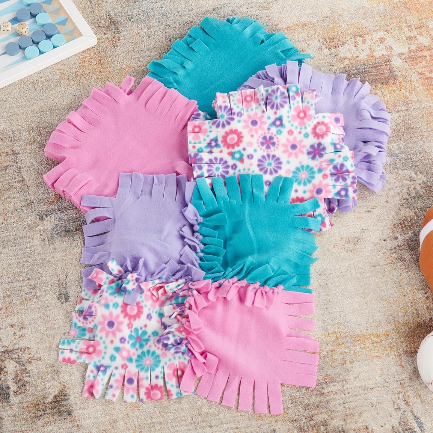 Melissa & Doug Flower Fleece Quilt No-Sew Craft Kit - 48 Squares, 4' x 5' for Creative Fun