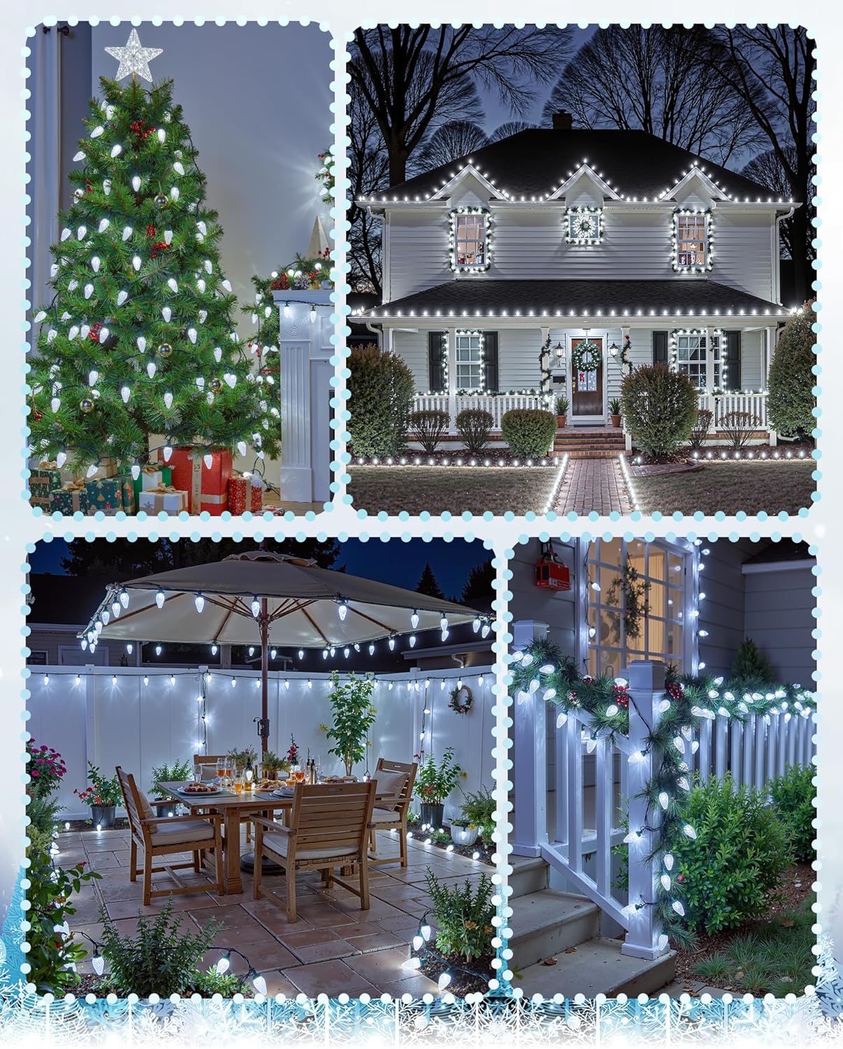 C9 Christmas Lights - 100 LED Waterproof String Lights | 65FT with 100 Spring Clips for Outdoor Decor