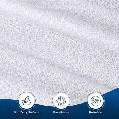 California King Size Mattress Protector Waterproof, Premium 200 GSM Terry Mattress Cover, Soft & Breathable Bed Cover, Fitted Sheet Style Stretchable Deep Pockets 17" by Utopia Bedding (White)