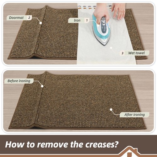BEQHAUSE Dirt Trapper Door Mat 20" x 32", Non-Slip Washable Doormats Entrance Mat, Dirt Resistant and Absorbent Welcome Mat, Low Profile Floor Mats for Front Back Door and Entryway, Brown