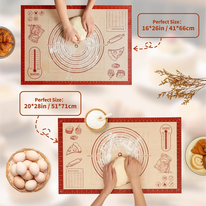 Skiennix Silicone Baking Pastry Mat - 26x16 Inch Nonstick Dough Rolling Sheet for Cookies & Bread
