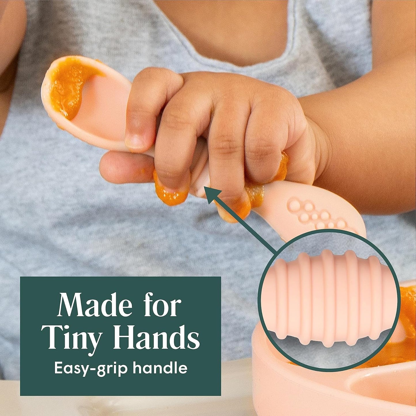 Simka Rose Silicone Baby Spoons - Self Feeding 6 Pack for Infants & Toddlers | Easy on Gums, Dishwasher Safe