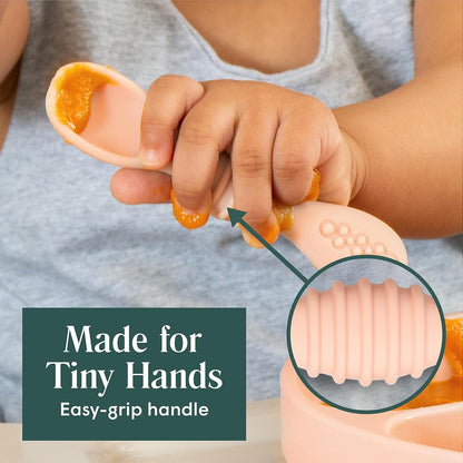 Simka Rose Silicone Baby Spoons - Self Feeding 6 Pack for Infants & Toddlers | Easy on Gums, Dishwasher Safe