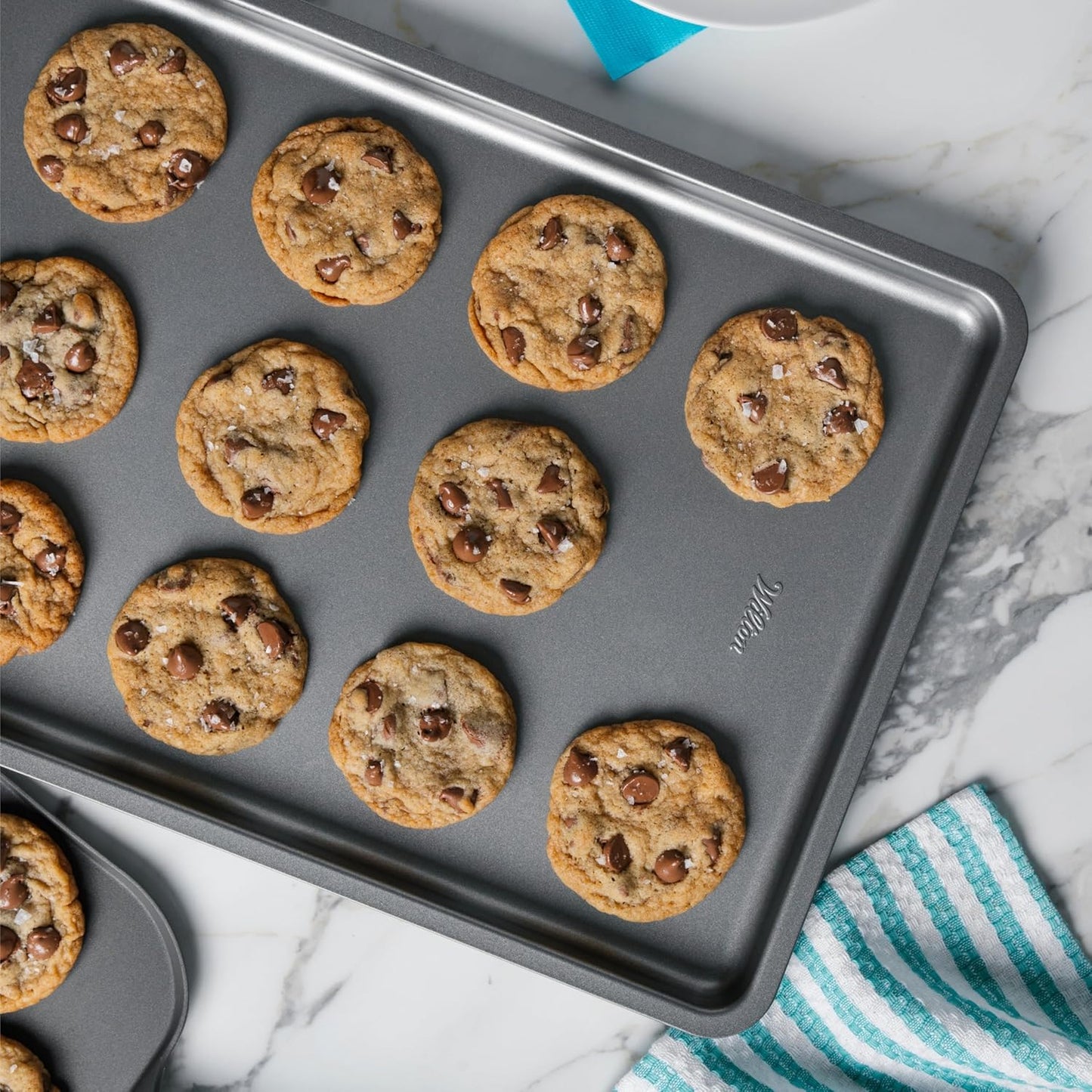 Wilton Silver Non-Stick Baking Sheet Set - 2-Piece Cold-Rolled Steel Bakeware, PFAS-Free