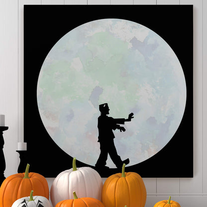 Renditions Gallery Frankenstein Halloween Theme Moon Background Gallery Wrapped Canvas Wall Art, 16x16 (WC07-IHHAL06-R)