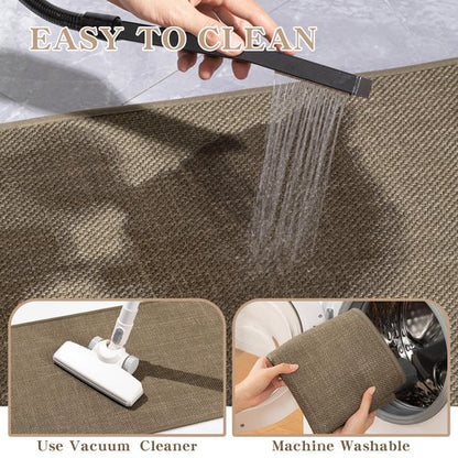 chakme Bathroom Rugs Mat 24x17, Ultra Thin Non Slip Bath Mat Small Quick Dry Absorbent Bath Mat for Bathroom Floor, (Dark Beige, 24"x17")