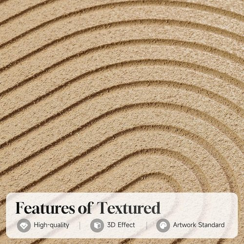 Boho Wall Art by [Brand Name] - Large 3D Textured Abstract Artwork | Modern Beige & Brown Geometric Paintings, 24x36 In