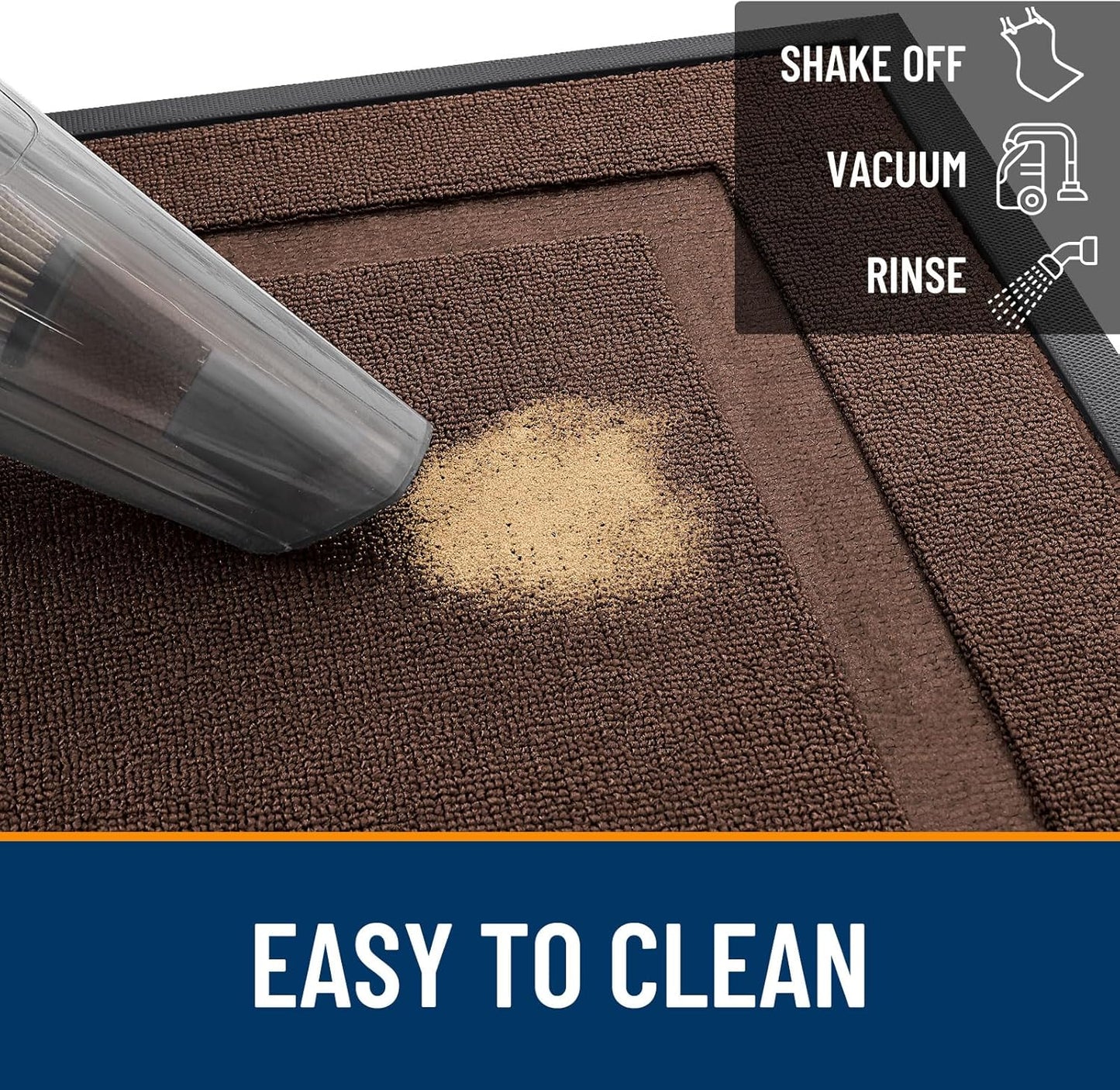 OLANLY Indoor Outdoor Doormat - Waterproof All-Season Entry Mat, Sturdy Rubber, 47x32, Chocolate Brown