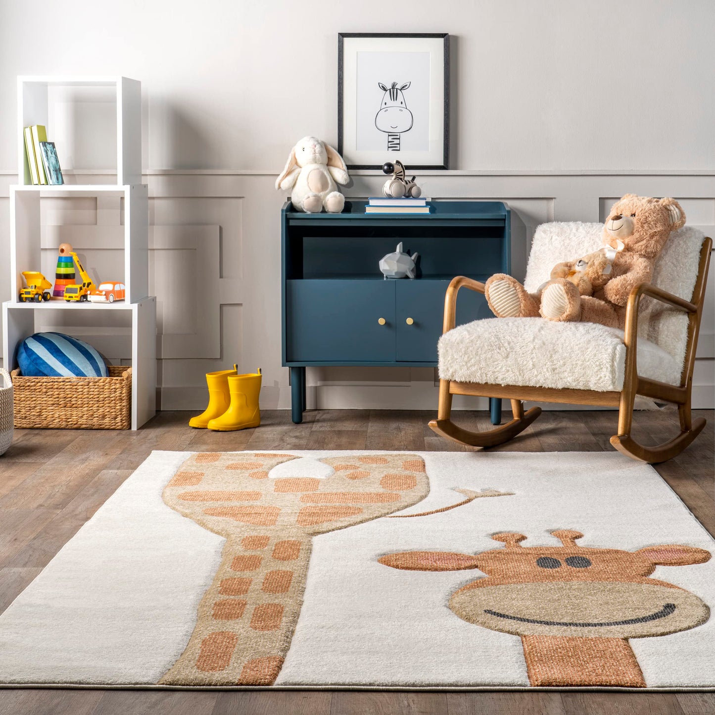 nuLOOM Anabell Giraffe Kids Area Rug, 5x8, Beige