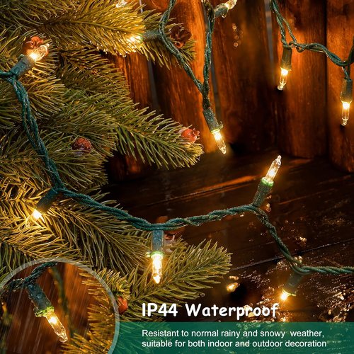 HEYFUNi Clear Christmas Lights - 50 Count Mini String Lights for Indoor/Outdoor Use - 13 Feet Green Wire
