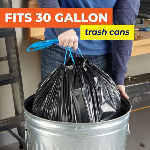 Hefty Essentials 30 Gallon Trash Bags - 56 Count Bulk Black Garbage Bags for Large Items | Scent Free