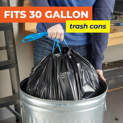 Hefty Essentials 30 Gallon Trash Bags - 56 Count Bulk Black Garbage Bags for Large Items | Scent Free