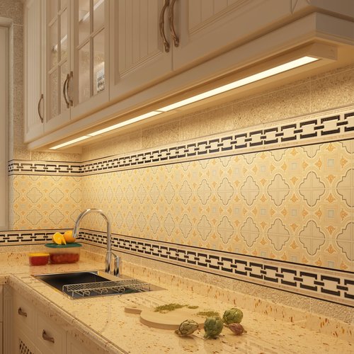 GETINLIGHT 24-inch Swivel LED Under Cabinet Lights, Glass Lens, Selectable White 2700K/4000K/5000K, Dimmable with Wall Dimmers, White Finish, IN-0202-3-WH