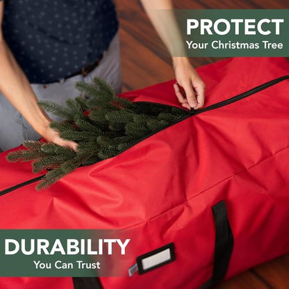 Holiday Cheer Heavy Duty Artificial Christmas Tree Storage Bag - Waterproof, Fits Up to 9ft, Red