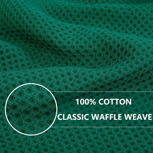 Homaxy Kitchen Dish Cloths - Ultra Soft 100% Cotton Waffle Weave, Quick Drying, 12 x 12 Inches, 8-Pack, Dark Green