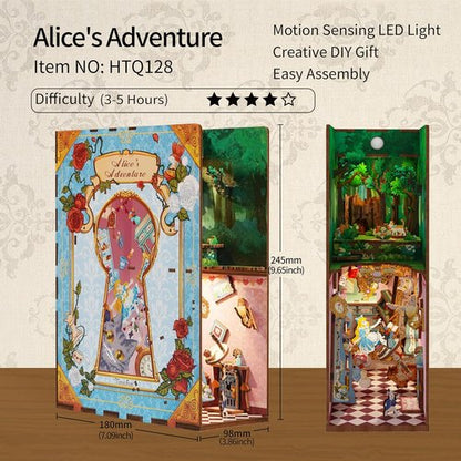 Hands Craft DIY Book Nook Kit - Miniature House with LED Lights | 3D Wooden Puzzle Bookends