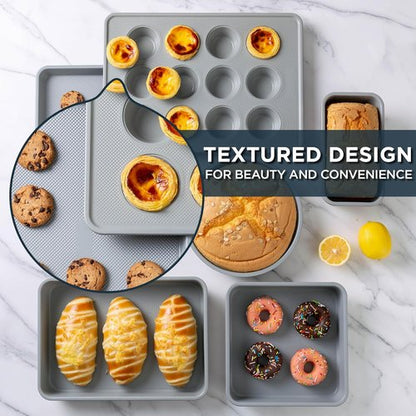 Country Kitchen Nonstick Bakeware Set - Durable & Easy Release, Navy | 6-Piece Stackable Set