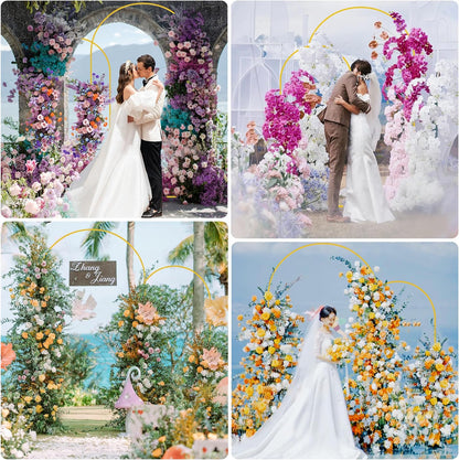 Wokceer Wedding Arch Stand Set - 2 Metal Arches with Beige Covers | 7.2FT & 6FT for Events