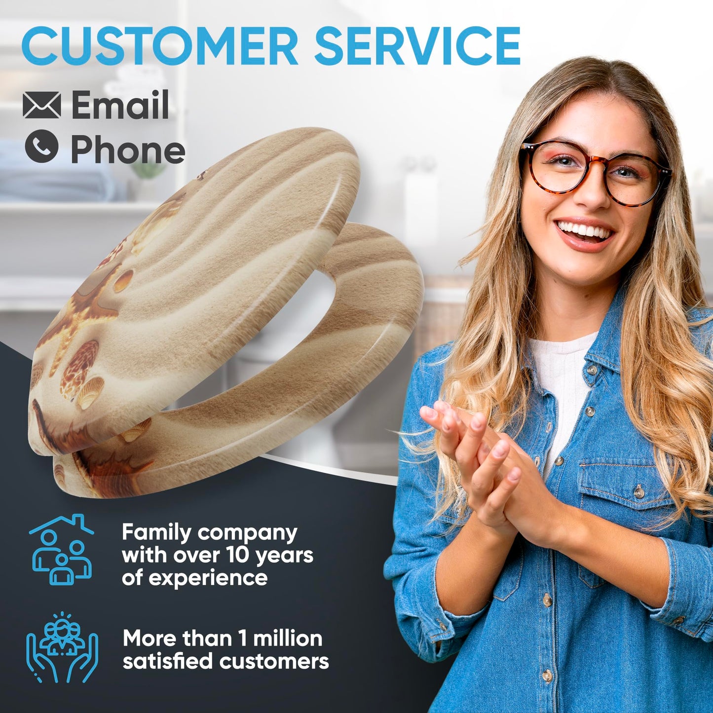 Sanilo Soft Close Toilet Seat ROUND, Quiet and Slow Close Lid and Seat, Strong Bumpers and Hinges, Sanibel